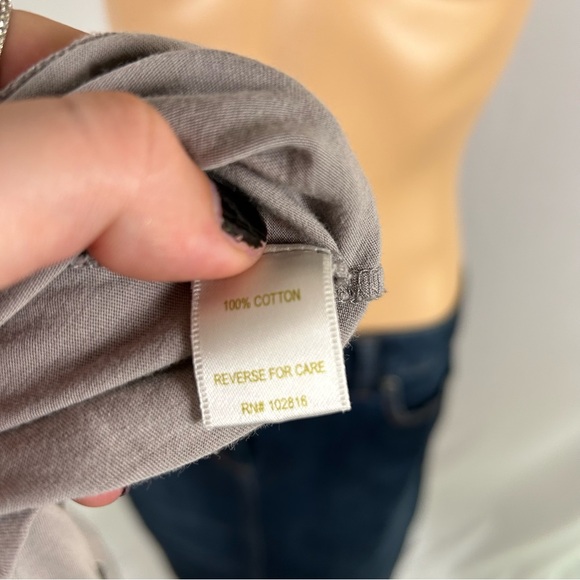 Garnet Hill Grey Cowl Neck Lightweight Short Sleeve Top Size XL - Picture 4 of 5